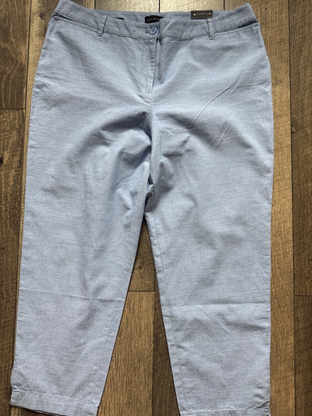 Talbots Pale Blue Perfect Crop Chambray Pants Size 14